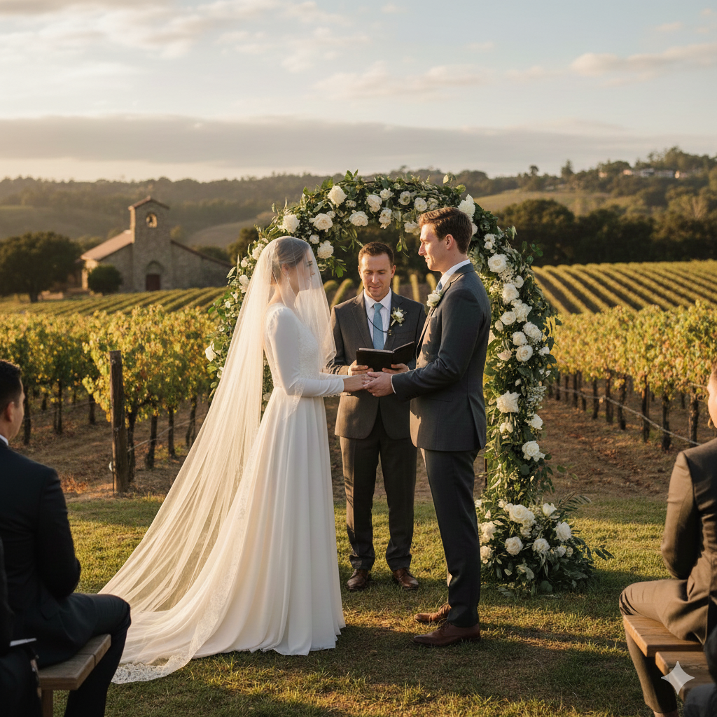 Young Christian couple on their wedding day